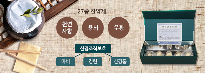 27종 한약제-천연사향, 용뇌, 우황 / 신견조직보호- 마비, 경련, 신경통